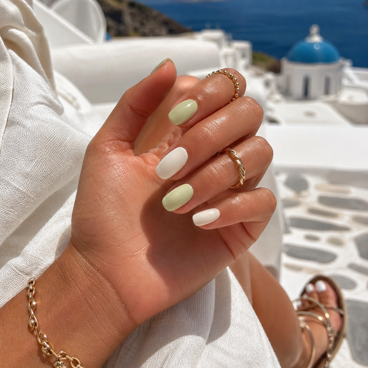 The Greek Island Manicure Palette for June 2025: Orange, Caramel, Pistachio and Milky White