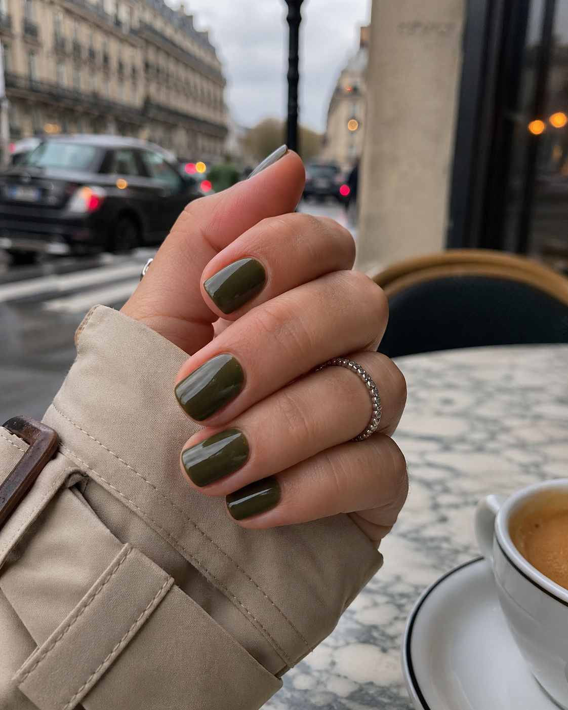 Olive Green Nails Still Rule Early Spring